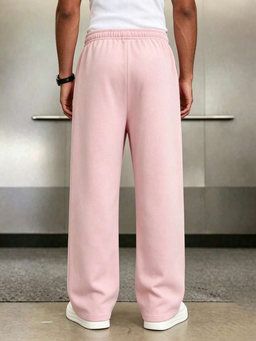 Mens Pant Wide Leg Drawstring Sweatpant Solid Relaxed Fit – Galdron