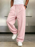 Mens Pant Wide Leg Drawstring Sweatpant Solid Relaxed Fit – Galdron
