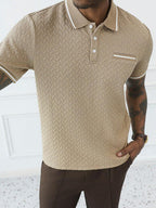 Mens Polo Shirt Geometric Jacquard Knit Short Sleeve – Balvex
