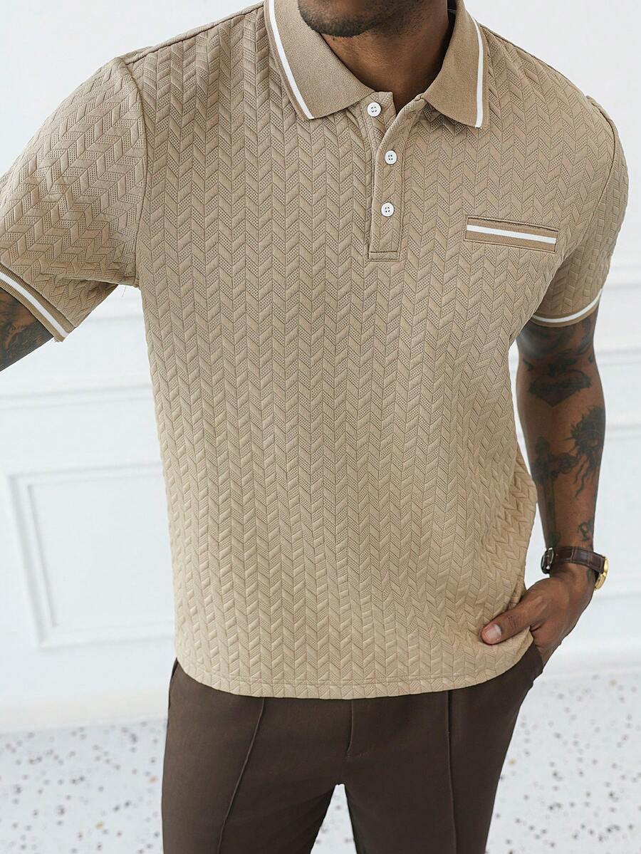 Mens Polo Shirt Geometric Jacquard Knit Short Sleeve – Balvex
