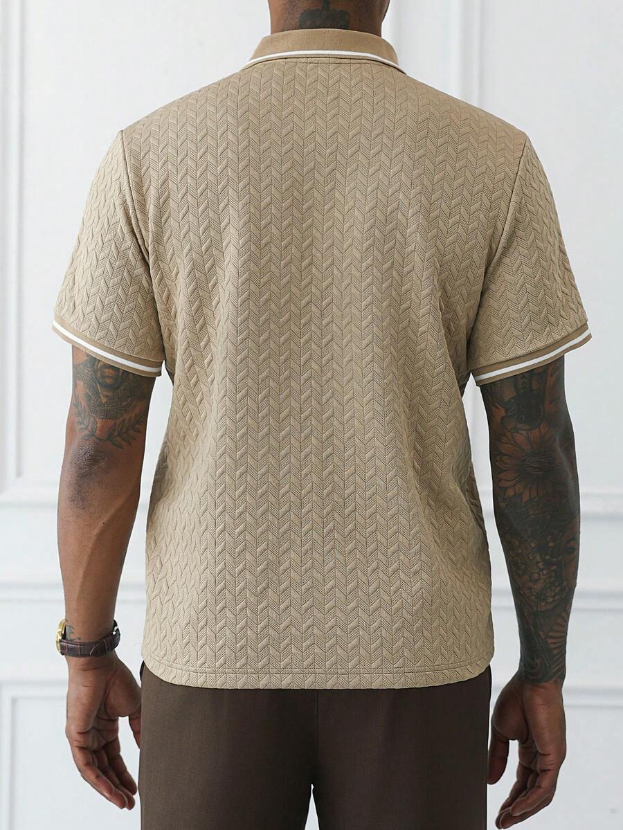 Mens Polo Shirt Geometric Jacquard Knit Short Sleeve – Balvex