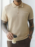 Mens Polo Shirt Geometric Jacquard Knit Short Sleeve – Balvex