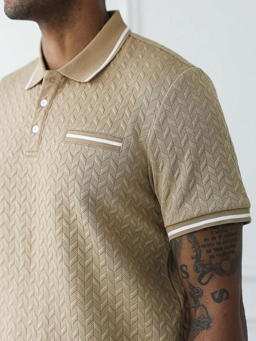 Mens Polo Shirt Geometric Jacquard Knit Short Sleeve – Balvex