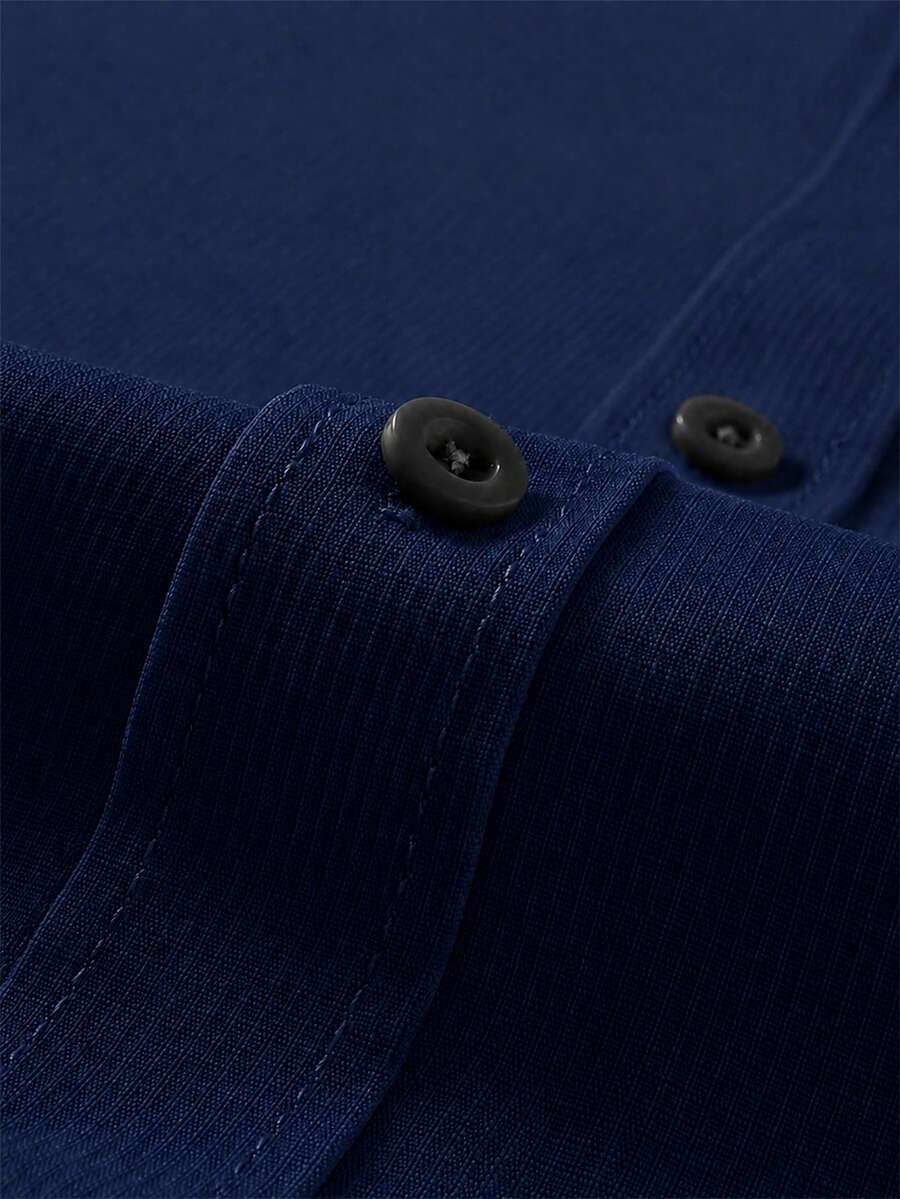 Shirt Shop Stand Collar Button-Up Long Sleeve Polyester Stretch – Marvo