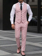 Mens Pant and Vest Set Woven Polyester V-Neck Sleeveless 2-Piece Formal – Galso