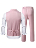 Mens Pant and Vest Set Woven Polyester V-Neck Sleeveless 2-Piece Formal – Galso