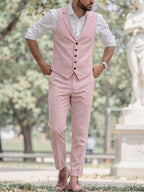 Mens Pant and Vest Set Woven Polyester V-Neck Sleeveless 2-Piece Formal – Galso