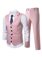 Mens Pant and Vest Set Woven Polyester V-Neck Sleeveless 2-Piece Formal – Galso
