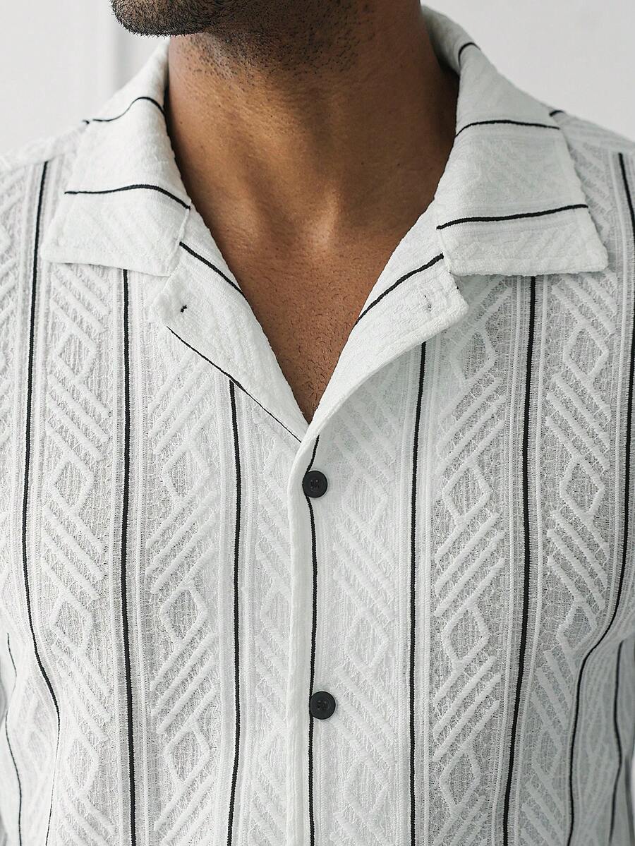 Shirt Shop Textured Mesh Cuban Collar Short Sleeve Shirt – Ralven