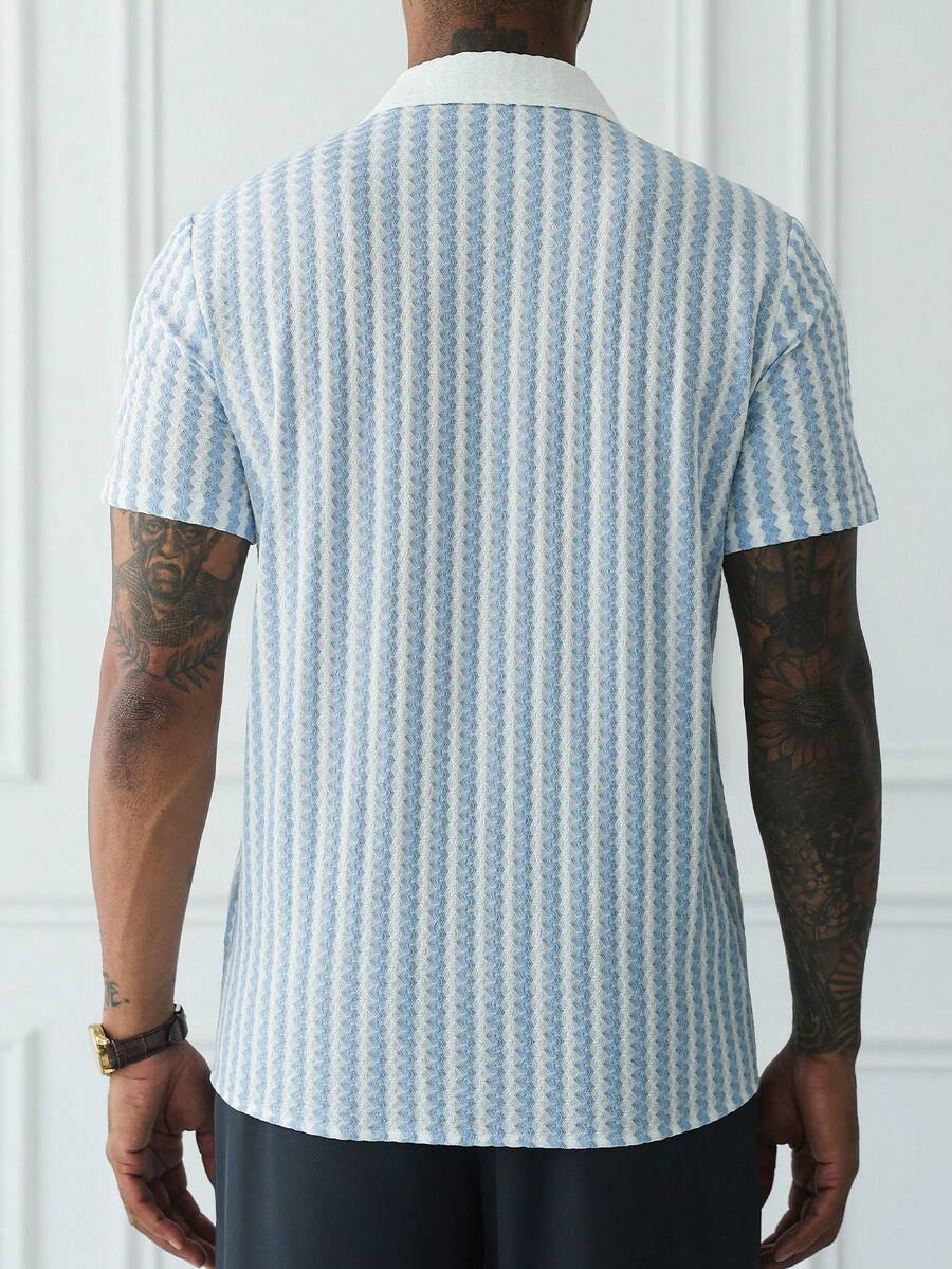 Mens Short Sleeve Crochet Knit Shirt Open Weave Casual Summer