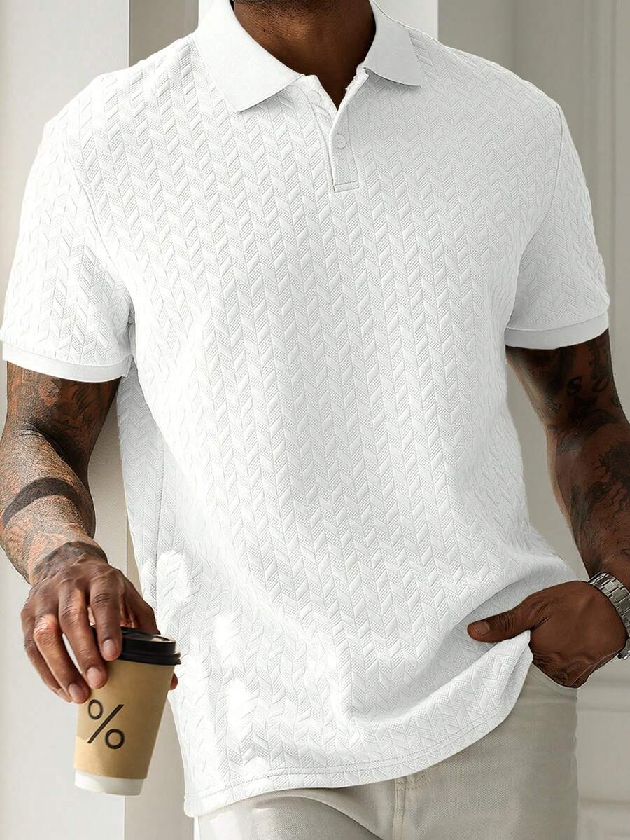 Mens Polo Shirt Geometric Jacquard Knit Short Sleeve – Balvex
