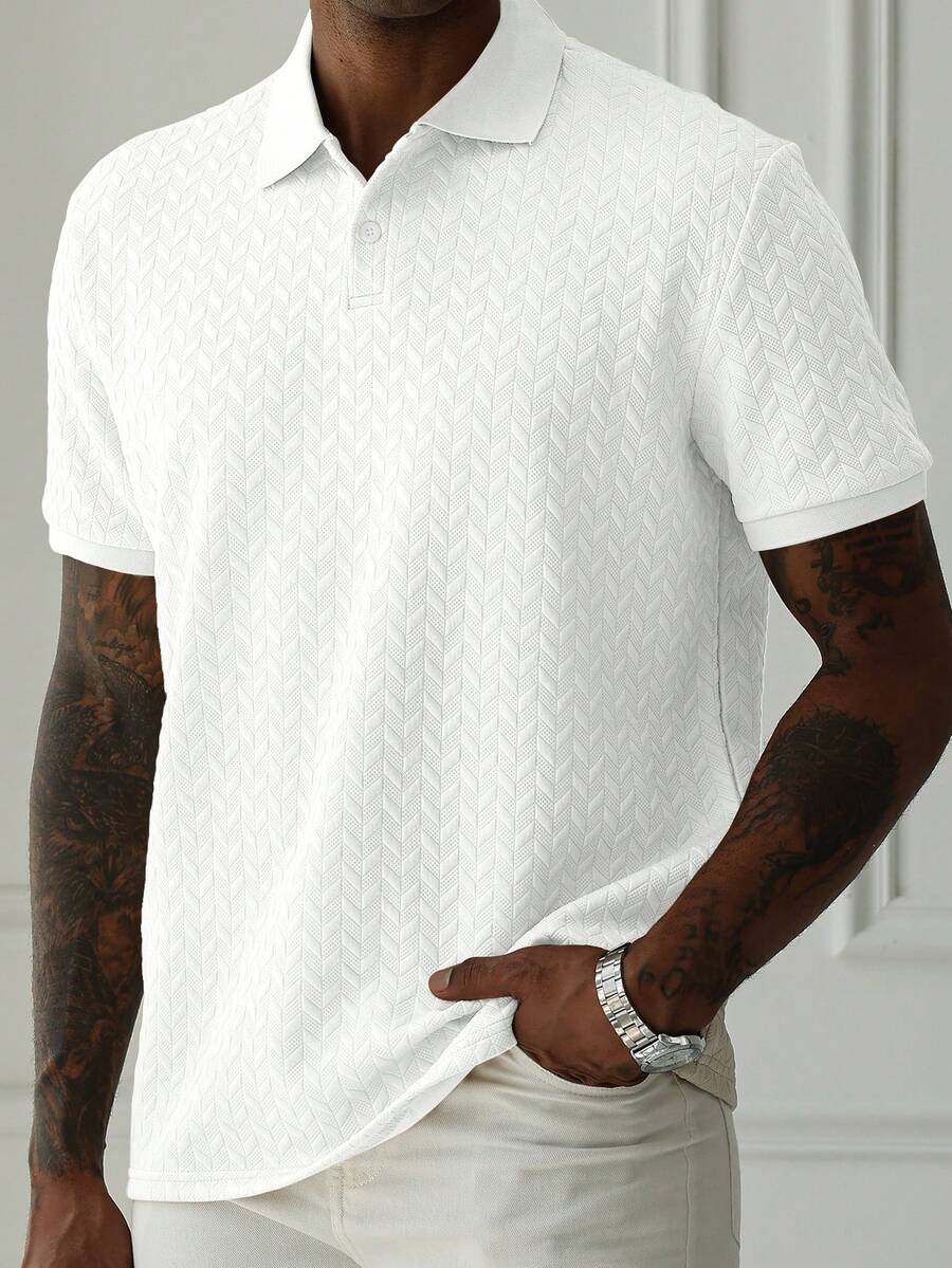Mens Polo Shirt Geometric Jacquard Knit Short Sleeve – Balvex