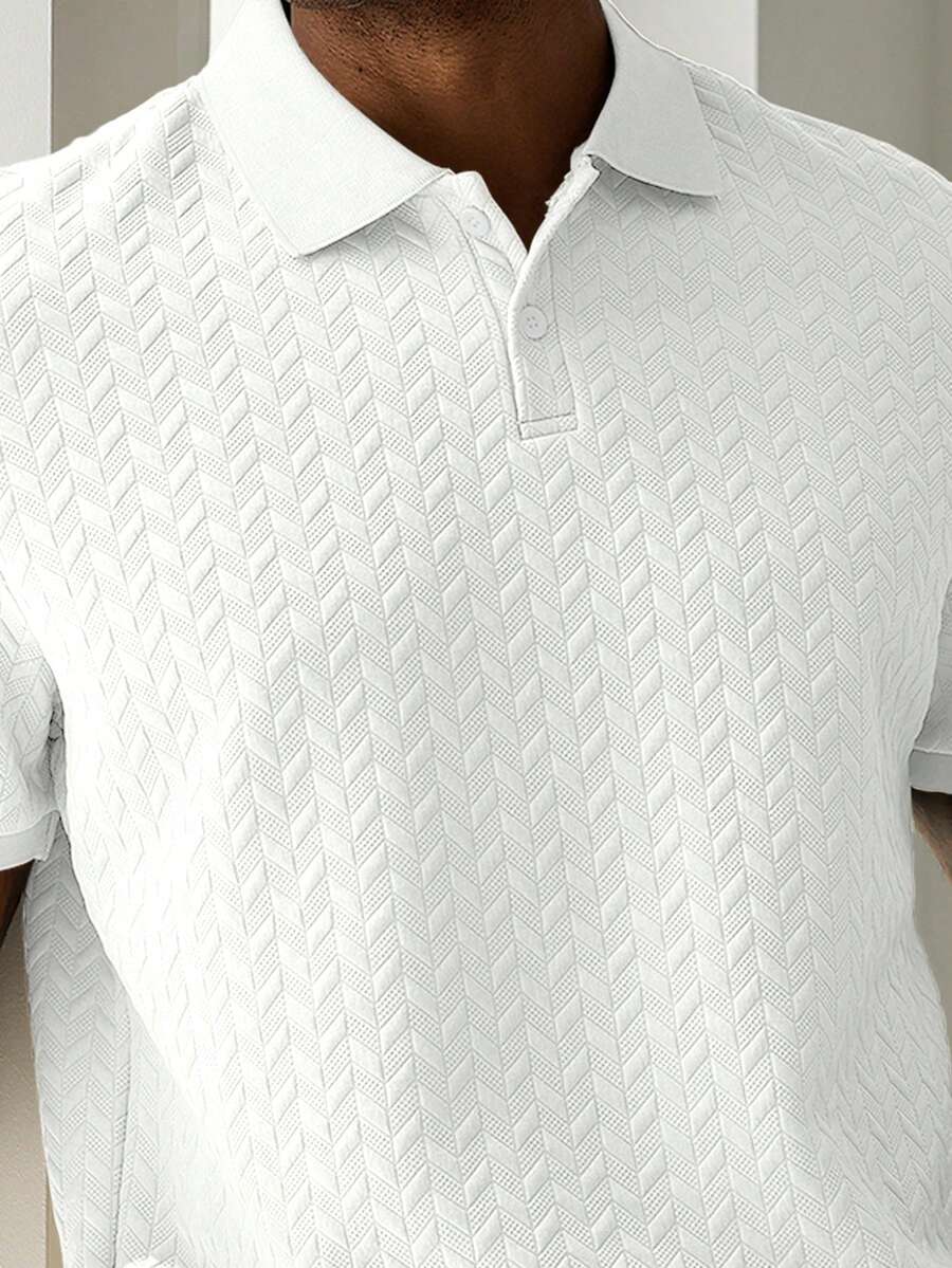 Mens Polo Shirt Geometric Jacquard Knit Short Sleeve – Balvex