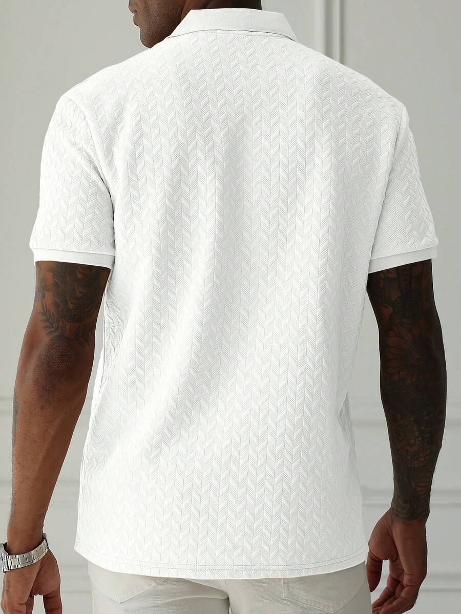 Mens Polo Shirt Geometric Jacquard Knit Short Sleeve – Balvex