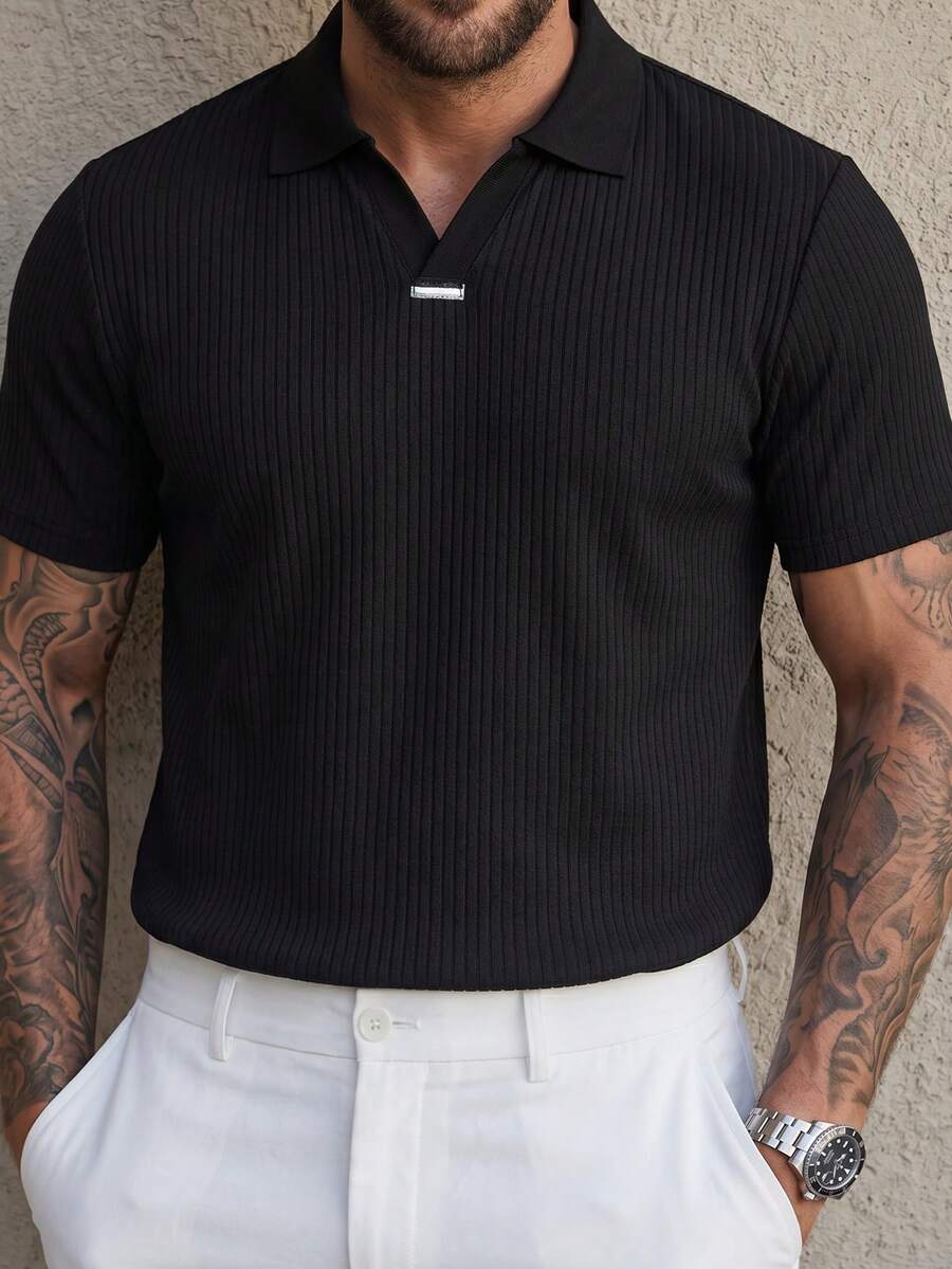 Mens Polo Shirt Geometric Jacquard Knit Short Sleeve – Balvex