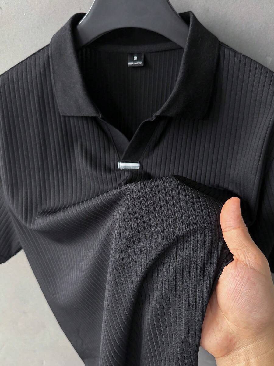 Mens Polo Shirt Geometric Jacquard Knit Short Sleeve – Balvex