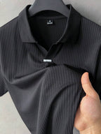 Mens Polo Shirt Geometric Jacquard Knit Short Sleeve – Balvex