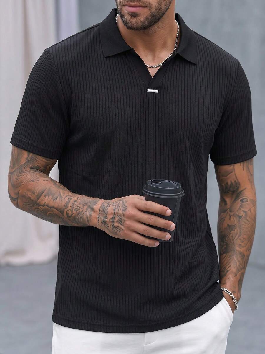 Mens Polo Shirt Geometric Jacquard Knit Short Sleeve – Balvex