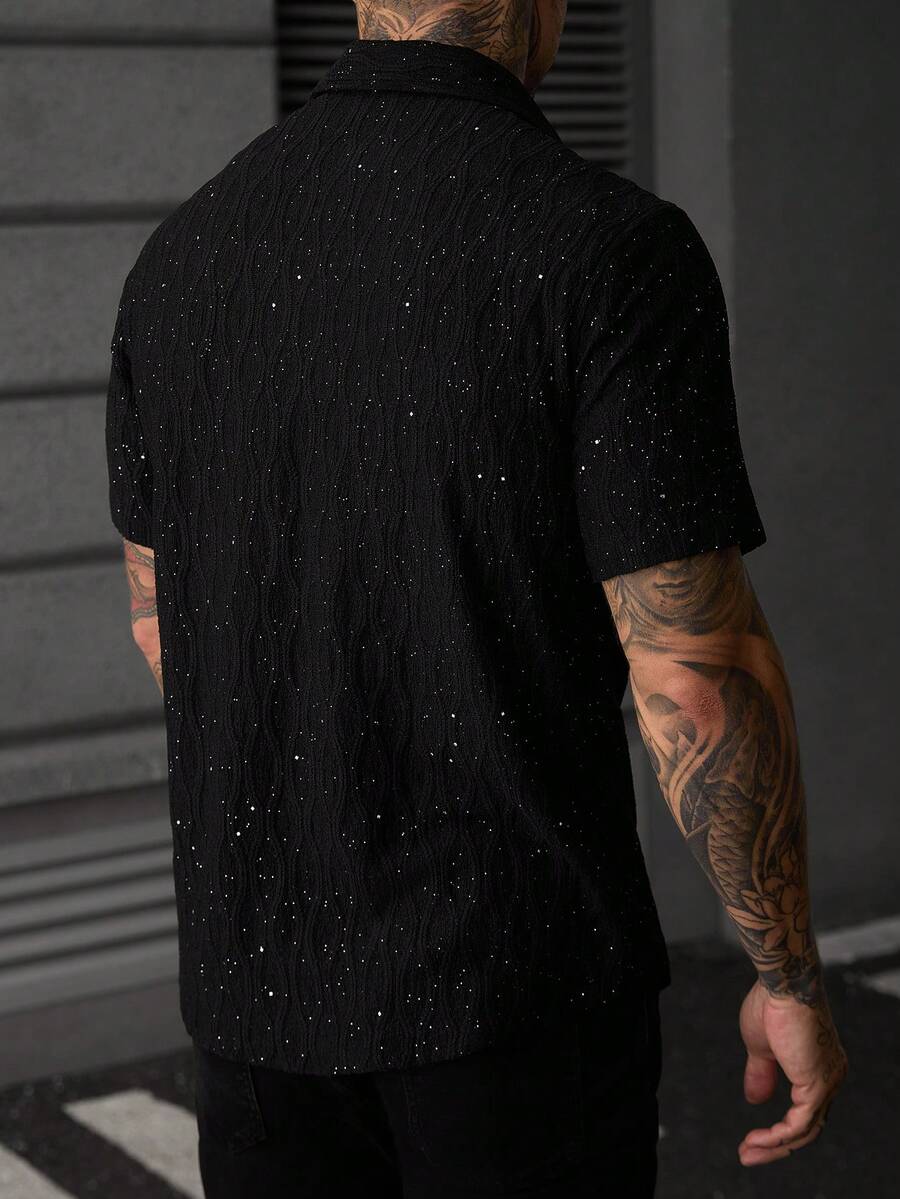 Mens Short Sleeve Shirt Solid Color Single-Breasted Casual – Vanto