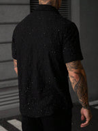 Mens Short Sleeve Shirt Solid Color Single-Breasted Casual – Vanto