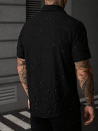Mens Short Sleeve Shirt Solid Color Single-Breasted Casual – Vanto