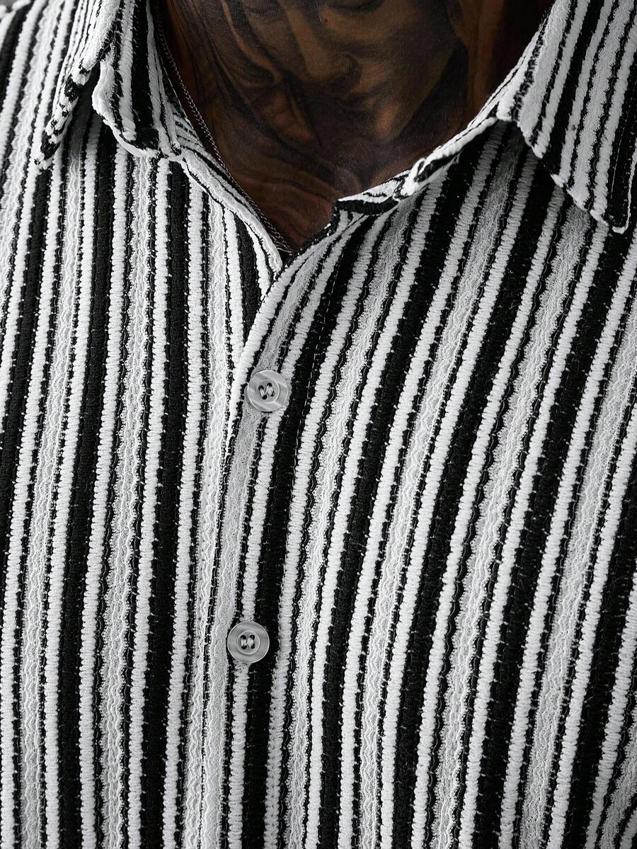 Mens Short Sleeve Button-Down Shirt Polyester Blend Regular Fit – Faldon