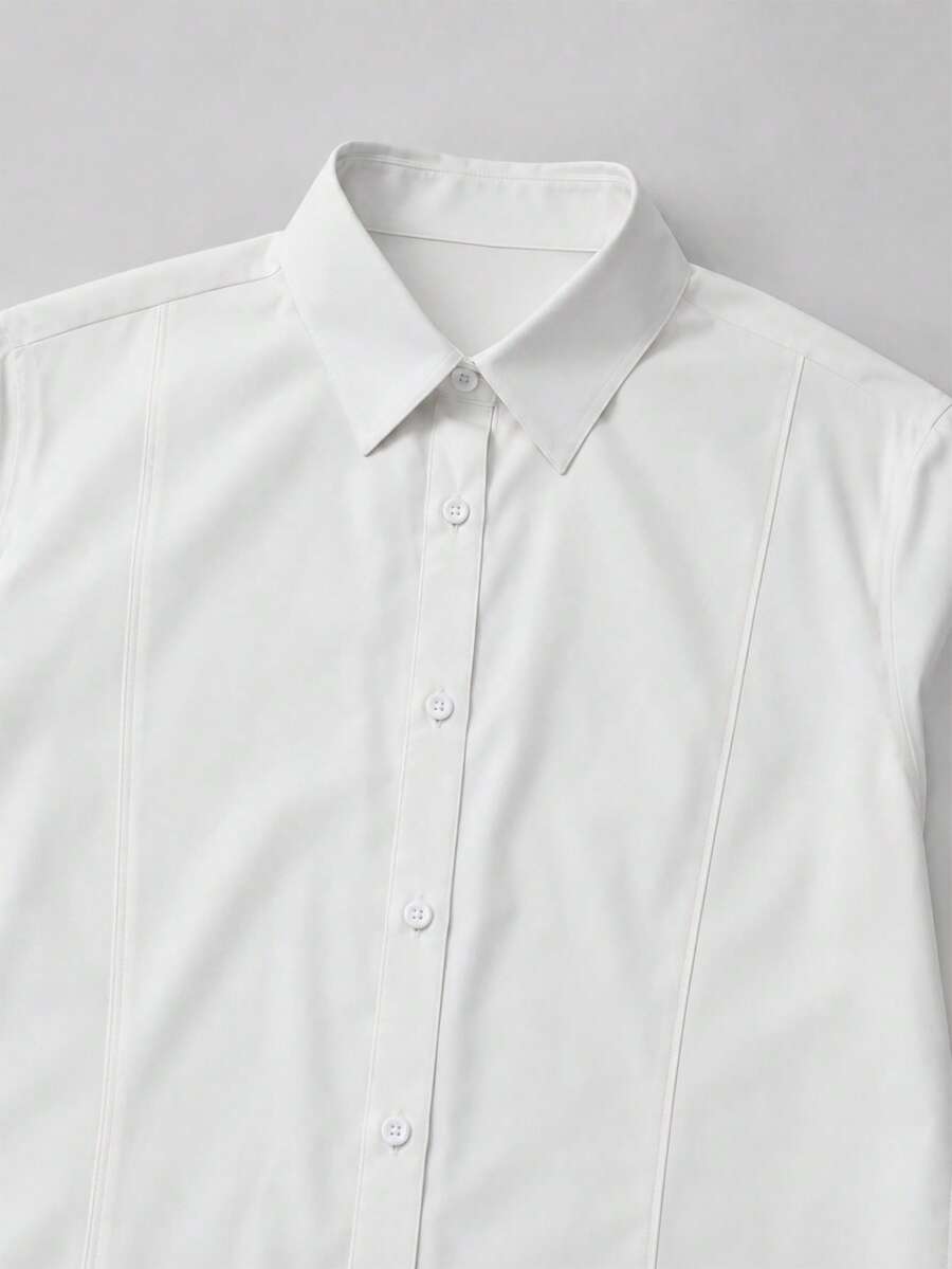 Shirt Shop Stand Collar Button-Up Long Sleeve Polyester Stretch – Marvo