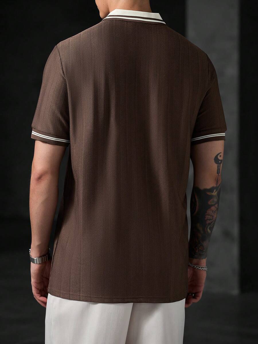 Mens Polo Shirt Geometric Jacquard Knit Short Sleeve – Balvex