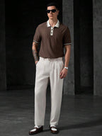 Mens Polo Shirt Geometric Jacquard Knit Short Sleeve – Balvex
