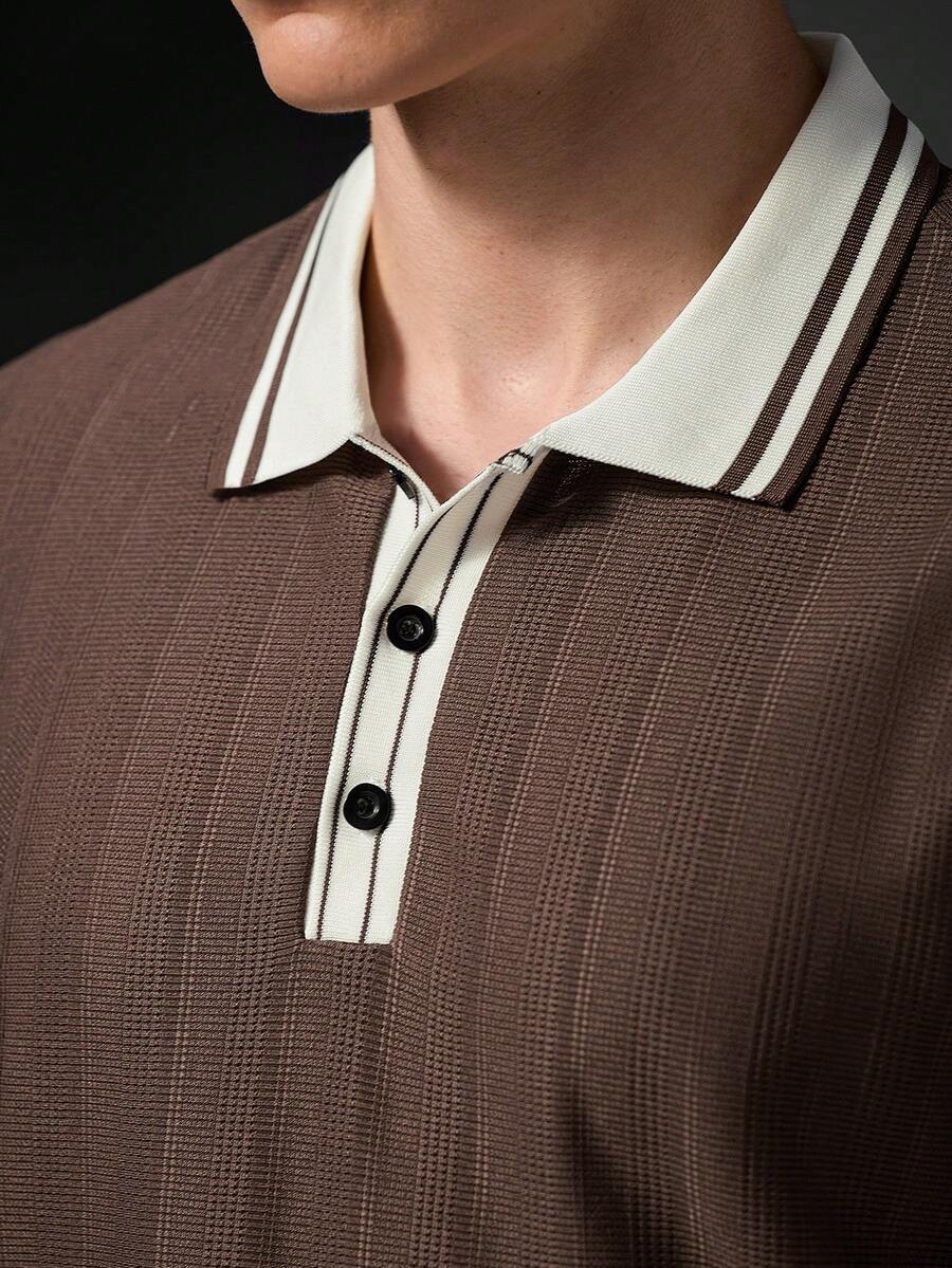 Mens Polo Shirt Geometric Jacquard Knit Short Sleeve – Balvex