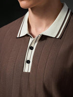 Mens Polo Shirt Geometric Jacquard Knit Short Sleeve – Balvex