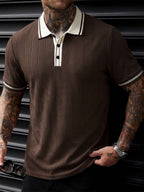 Mens Polo Shirt Geometric Jacquard Knit Short Sleeve – Balvex
