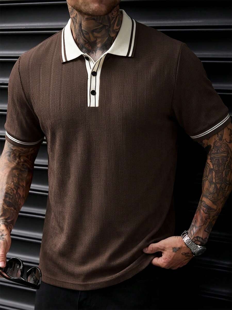 Mens Polo Shirt Geometric Jacquard Knit Short Sleeve – Balvex