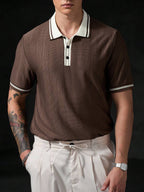 Mens Polo Shirt Geometric Jacquard Knit Short Sleeve – Balvex