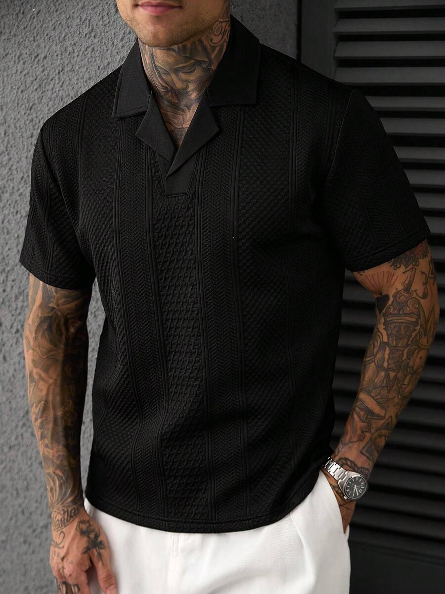 Mens Polo Shirt Geometric Jacquard Knit Short Sleeve – Balvex