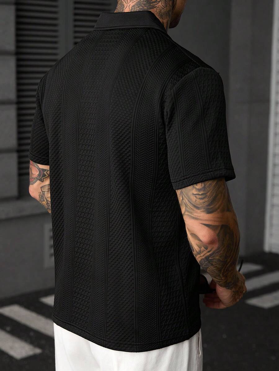 Mens Polo Shirt Geometric Jacquard Knit Short Sleeve – Balvex