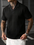 Mens Polo Shirt Geometric Jacquard Knit Short Sleeve – Balvex