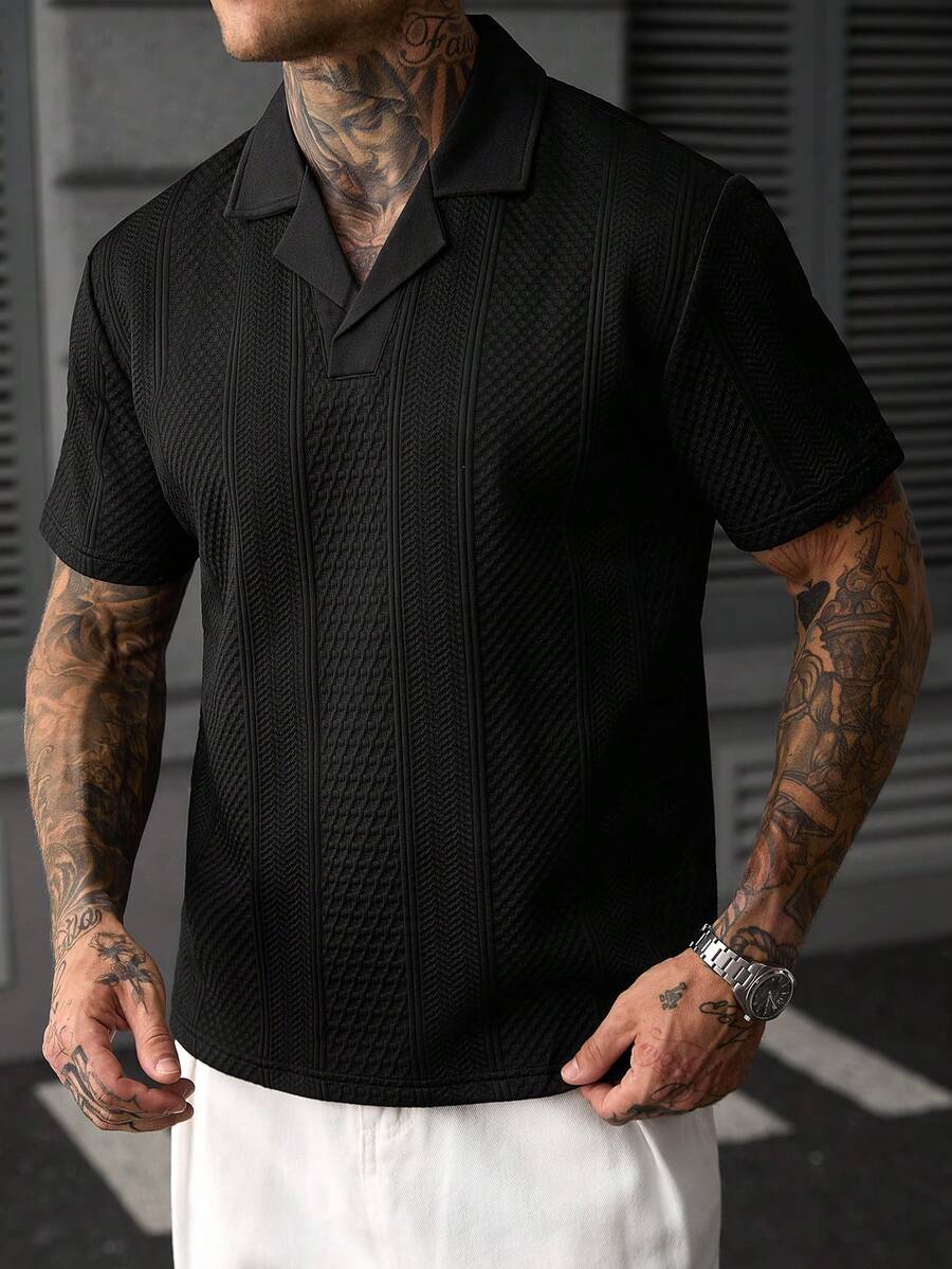 Mens Polo Shirt Geometric Jacquard Knit Short Sleeve – Balvex