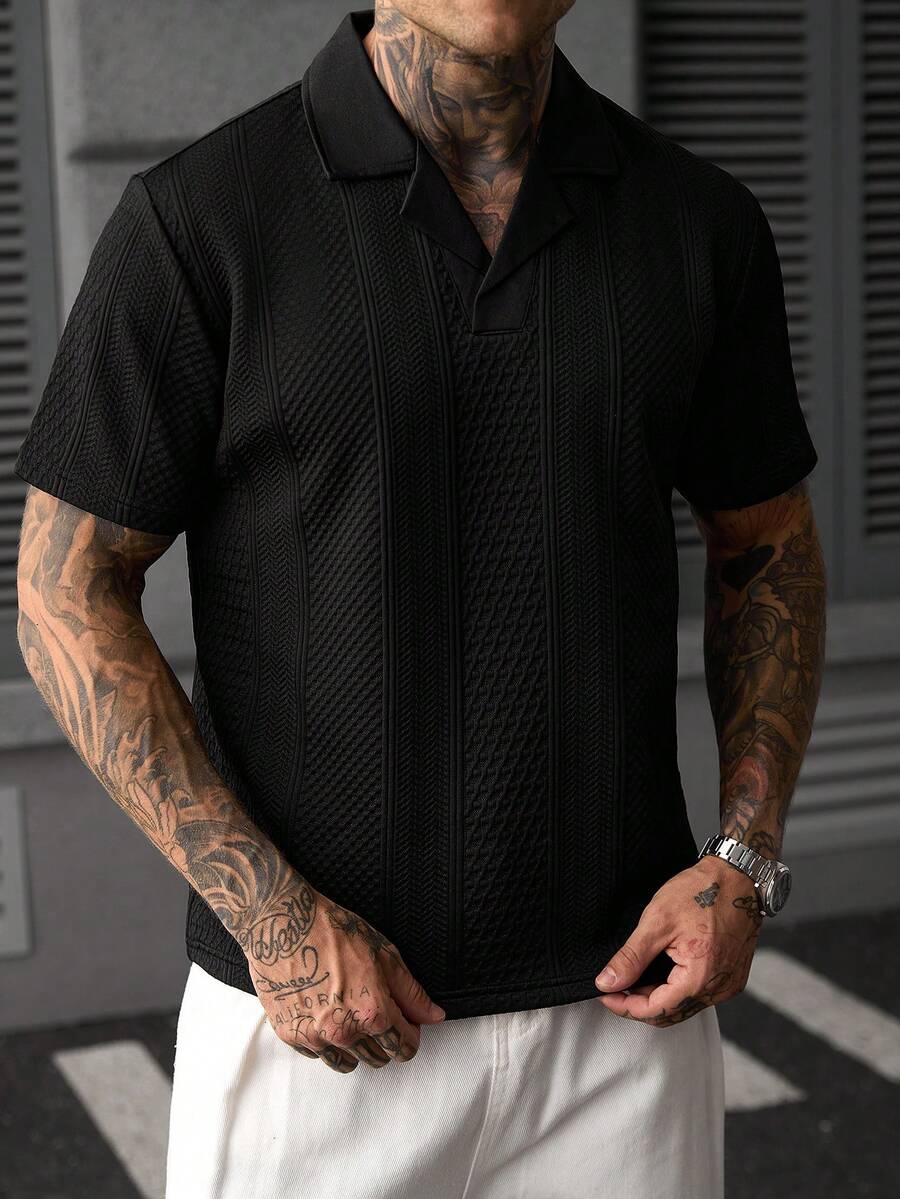 Mens Polo Shirt Geometric Jacquard Knit Short Sleeve – Balvex