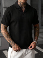 Mens Polo Shirt Geometric Jacquard Knit Short Sleeve – Balvex