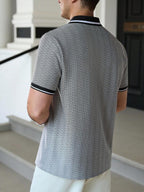 Mens Polo Shirt Geometric Jacquard Knit Short Sleeve – Balvex