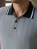 Mens Polo Shirt Geometric Jacquard Knit Short Sleeve – Balvex