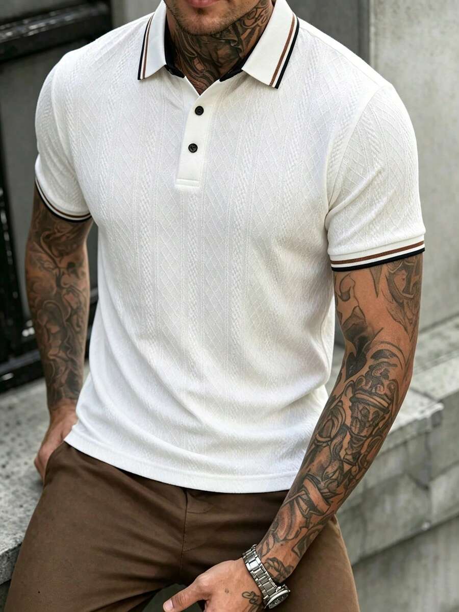Mens Polo Shirt Contrast Binding Knit Short Sleeve – Valron