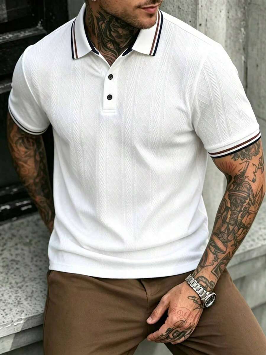 Mens Polo Shirt Contrast Binding Knit Short Sleeve – Valron