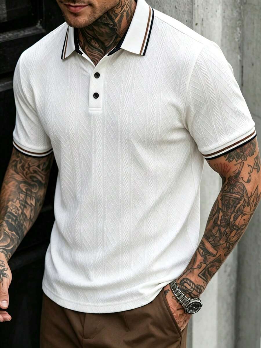 Mens Polo Shirt Contrast Binding Knit Short Sleeve – Valron