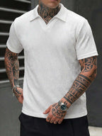 Mens Polo Shirt Geometric Jacquard Knit Short Sleeve – Balvex