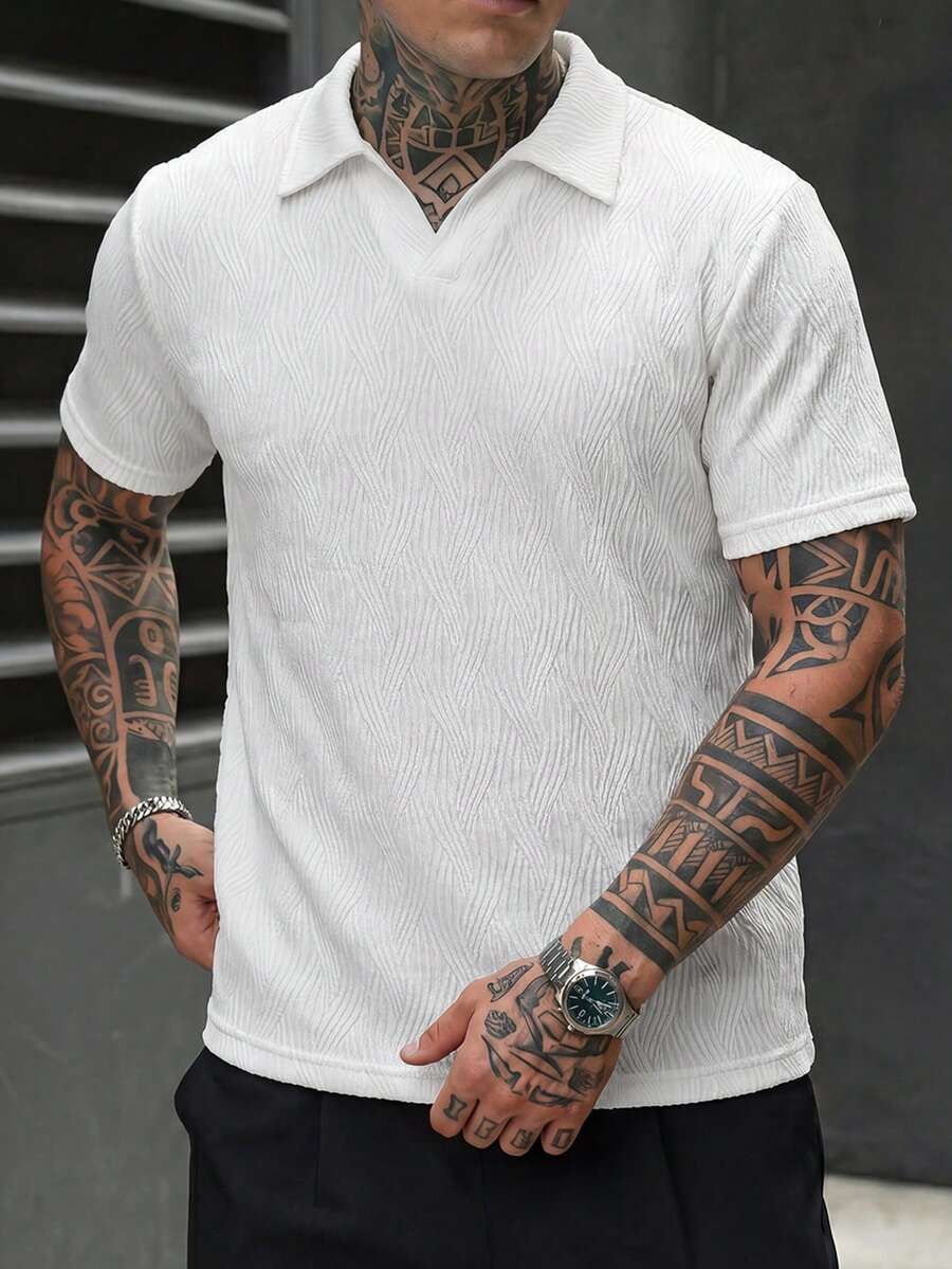 Mens Polo Shirt Geometric Jacquard Knit Short Sleeve – Balvex