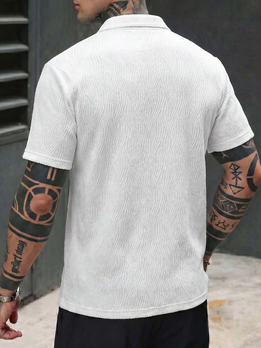 Mens Polo Shirt Geometric Jacquard Knit Short Sleeve – Balvex