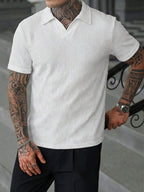 Mens Polo Shirt Geometric Jacquard Knit Short Sleeve – Balvex