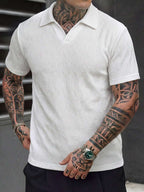Mens Polo Shirt Geometric Jacquard Knit Short Sleeve – Balvex